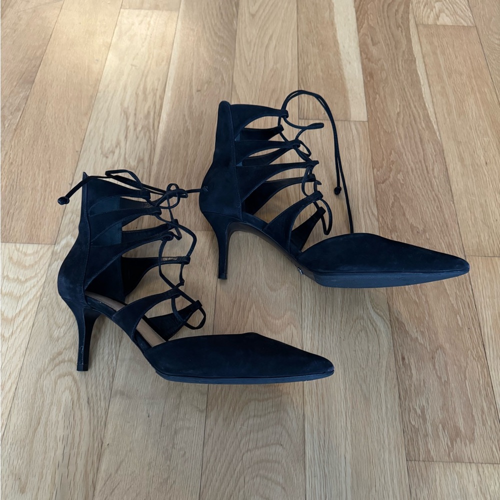 Schutz Suede Black Lace-Up Heels